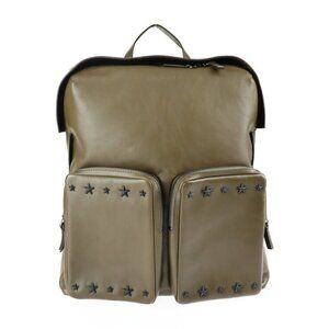 JIMMY CHOO Olive Leather Backpack with Star Studs & Silver Hardware